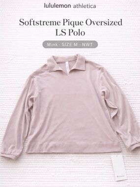 Lululemon Softstreme Pique Oversized LS Polo Mink M NWT Cozy Chic